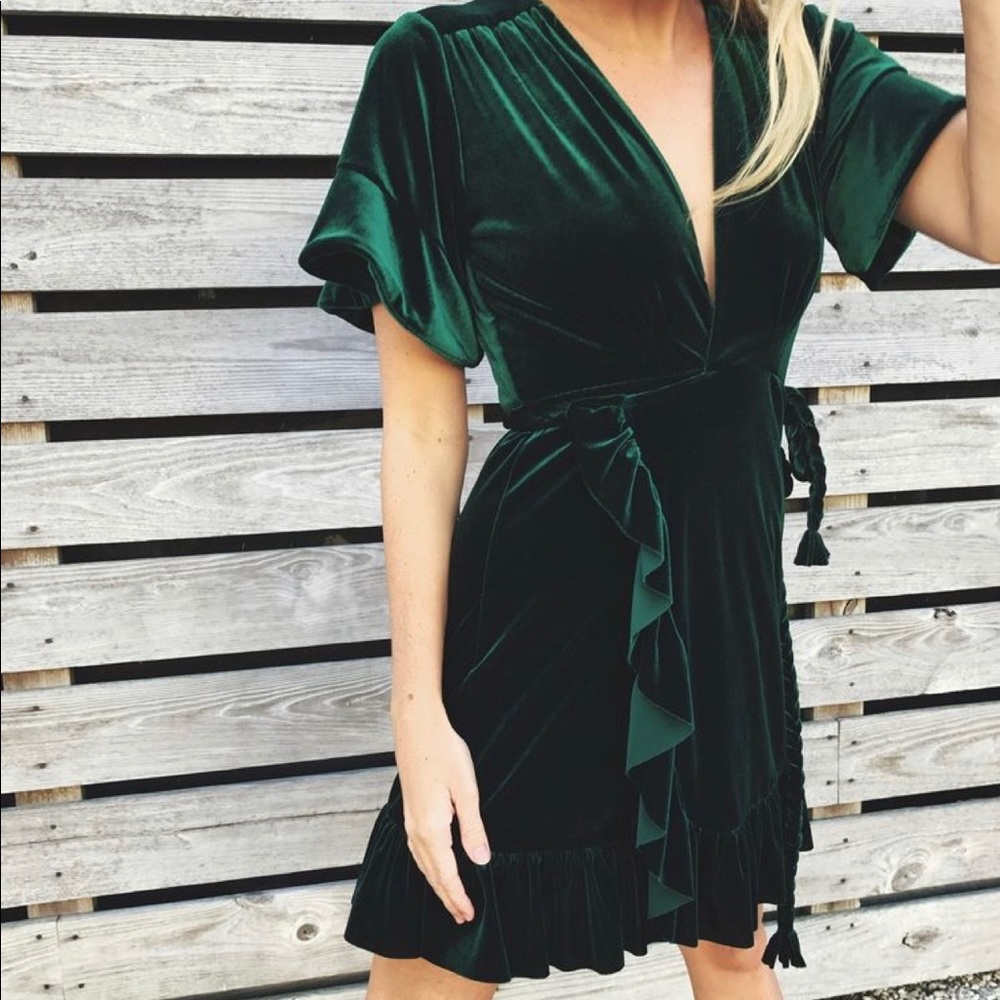 Misa Los Angeles Desma Velvet Wrap Dress